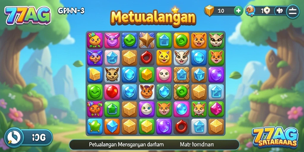 Tampilan gameplay seru dalam permainan Match-3 yang memikat.