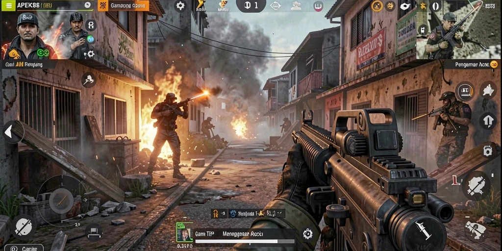 Screenshot APEK88 menunjukkan aksi seru dalam gameplay TPS.