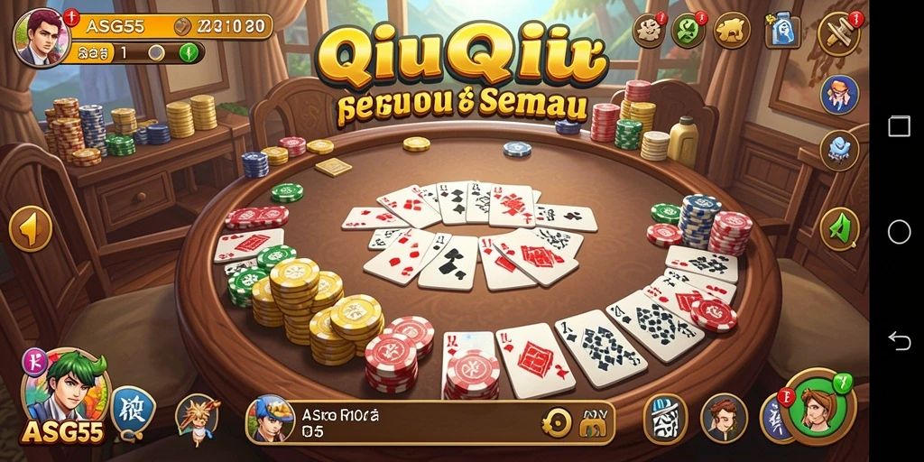 Screenshot ASG55 menampilkan permainan QiuQiu yang seru dan menarik.