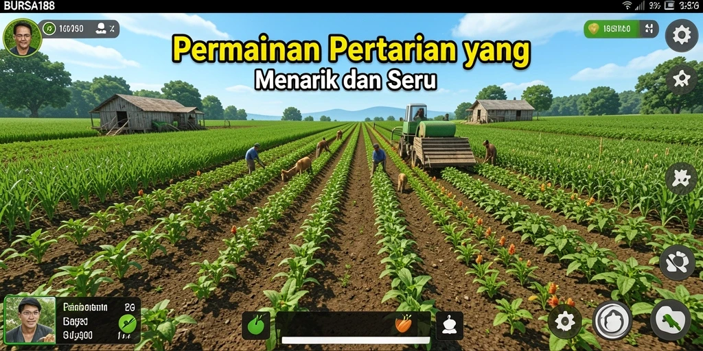 Tampilan gameplay BURSA188 yang menonjolkan aktivitas bertani.