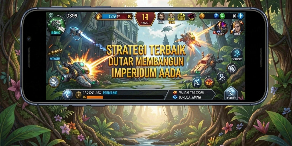 Tampilan gameplay DS99 dengan strategi membangun kerajaan yang mendalam.