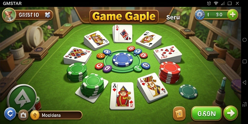 Screenshot GMSTAR menampilkan gameplay Gaple yang seru dan interaktif.