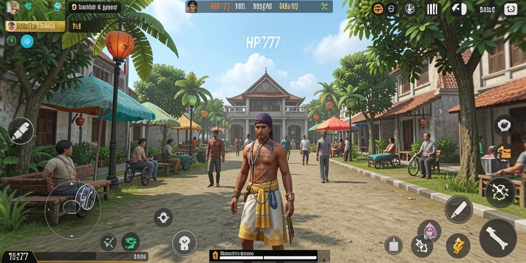 Tampilan gameplay menarik dari HP777 yang menggambarkan simulasi kehidupan.