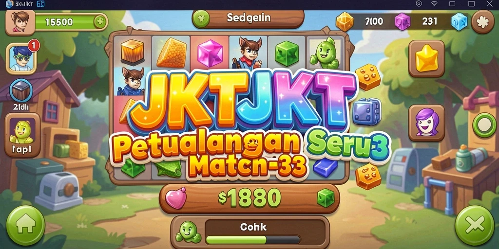 Screenshot gameplay JKTJKT yang menampilkan aksi mencocokkan item.