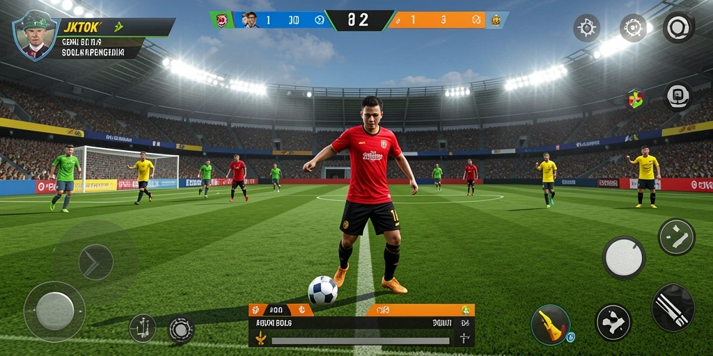 Screenshot JKTOK menampilkan aksi seru permainan sepak bola.