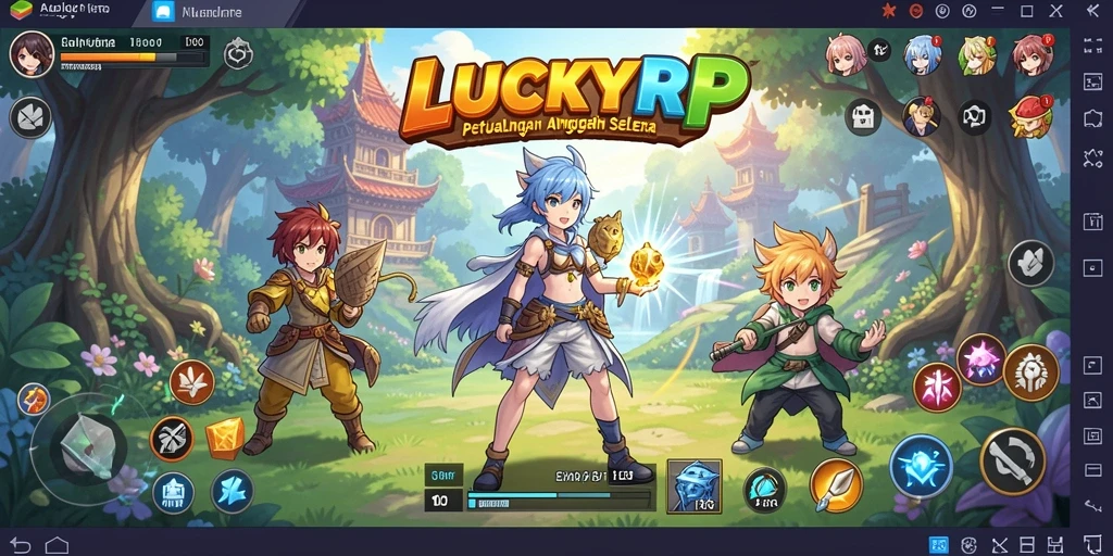 Screenshot gameplay LUCKYRP menampilkan aksi dinamis dan karakter anime yang menarik.