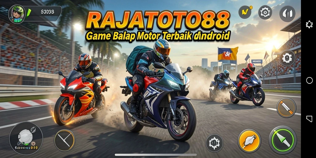 Screenshot yang menunjukkan aksi balapan menegangkan di RAJATOTO88.